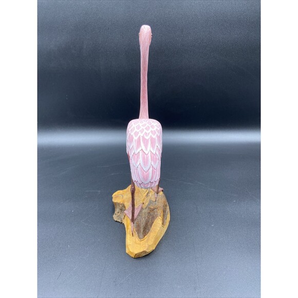 Pink Flamingo Carved & Painted 11 1/2" Sculpture Figure Made In Japan - Picture 6 of 15